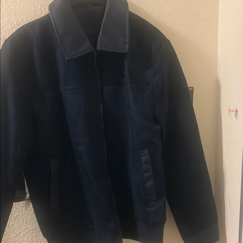 Navy Blue BV clothing collared zip up jacket